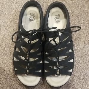 Black open toe lace sandals